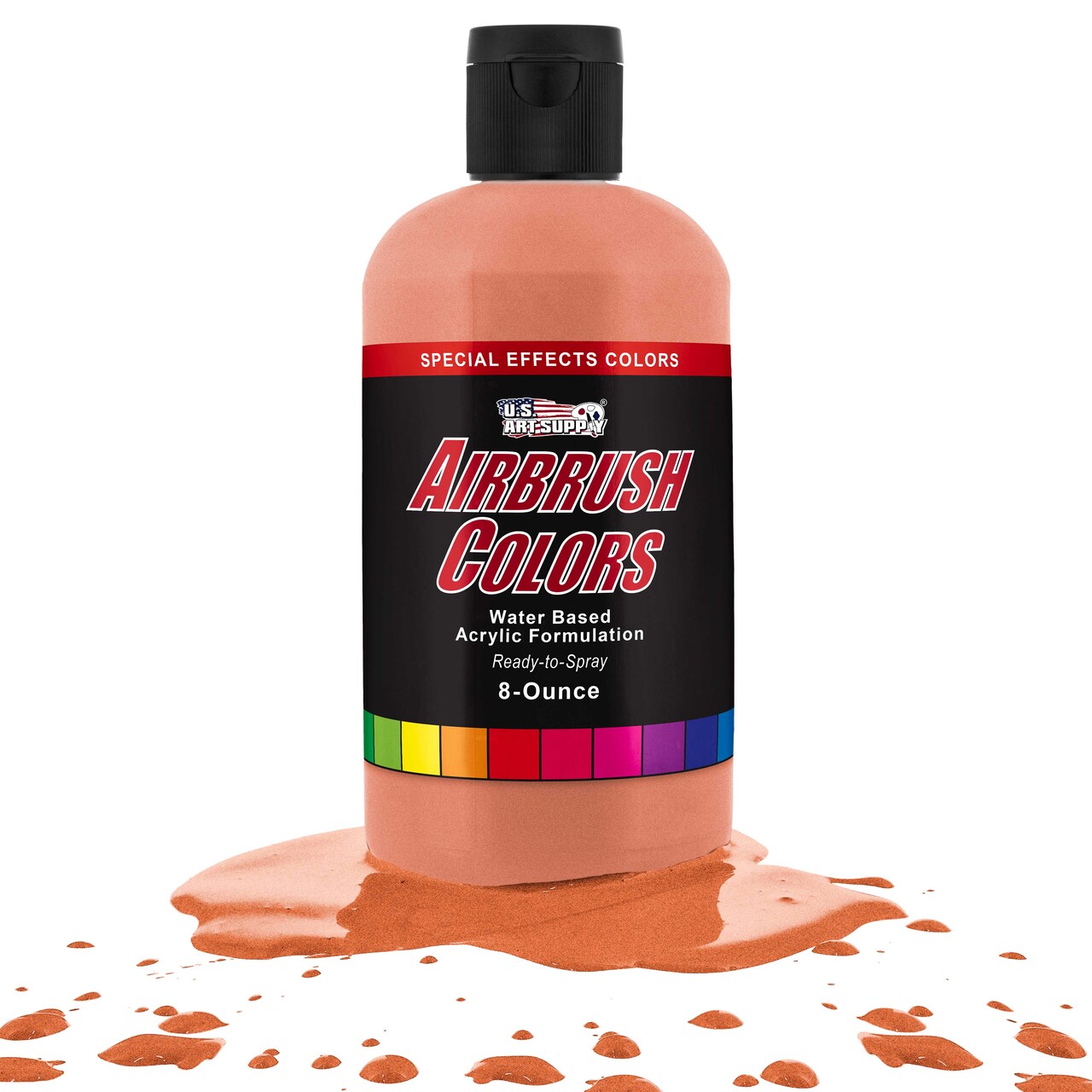 U.S. Art Supply Pearlized Orange Pearl Acrylic Special Effects Airbrush Paint - 8oz Ready to Spray Air Brush Paint for Nails, Models, Fabric - Water-Based Air Brush Painting